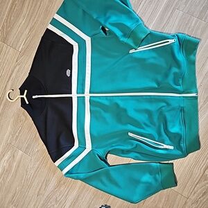Ecko untltd size large good used condition green, black, and white zip up.
